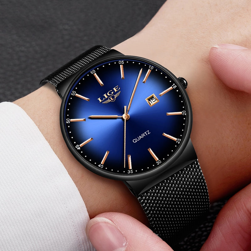 LIGE 2022 Top Brand Luxury Casual Watch For Men Waterproof Fashion Clock Quartz Watches Thin Wristwatch Hombre Relogio Masculino