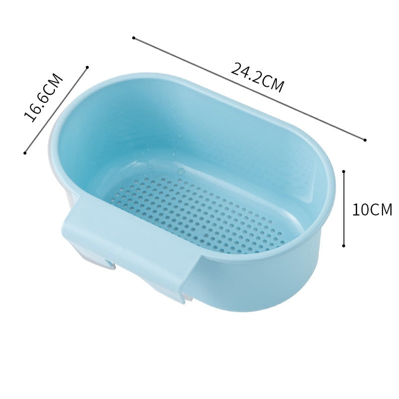 Kitchen Triangular Sink Strainer Drain Fruit Vegetable Drainer Sponge Rack Storage Tool Basket Suction Cup Sink Filter Rack Tool