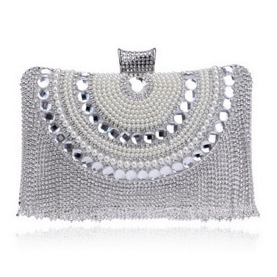 GLOIG Fashion women tassel evening bags diamonds beaded clutch wedding purse shoulder party laides case purse