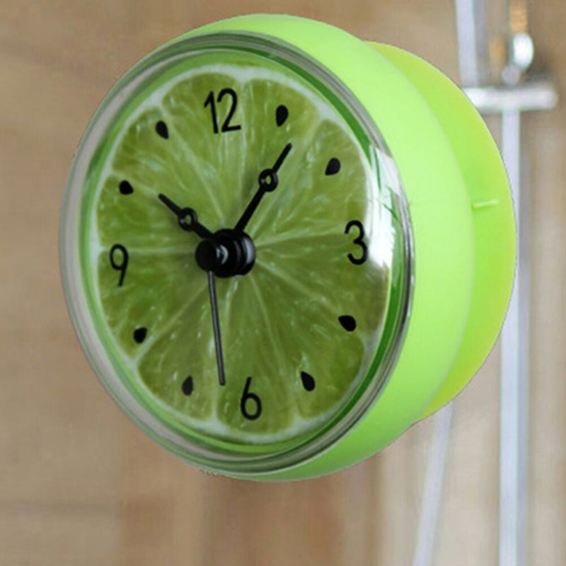 Bathroom Kitchen Waterproof Fruits Lemon Suction Cup Refrigerator Wall Clock