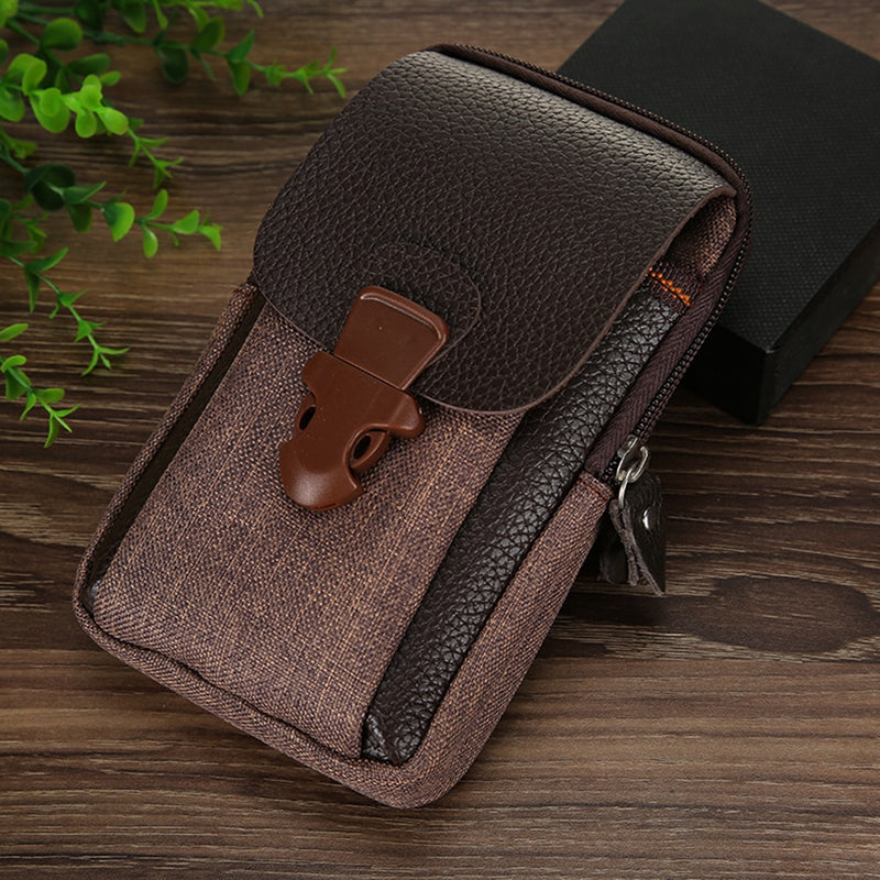 Fashion Men Multi-function PU Leather Fanny Waist Bag Casual Mobile Phone Purse Pocket Male Outdoor Travel Sports Belt Bum Pouch