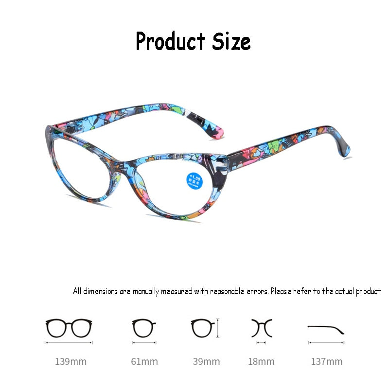 Seemfly Ladies Floral Reading Glasses Fashion Printing Clear Presbyopia Eyeglasses Glassware With Degree +1 +1.5 +2 +2.5 +4