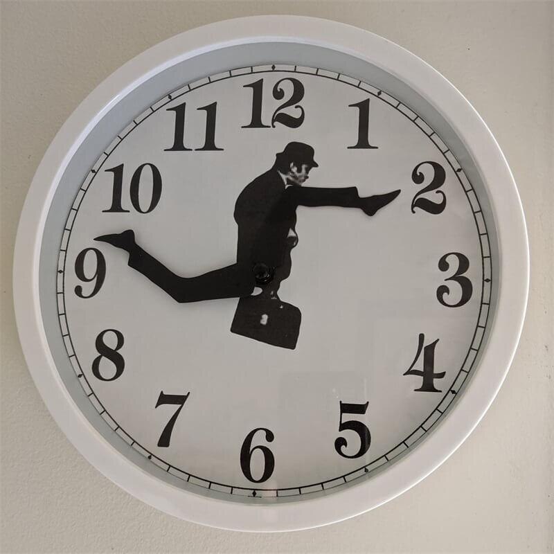 Monty Python Inspired Silly Walk Wall Clock Creative Silent Mute Clock Wall Art for Home Living Room Decor