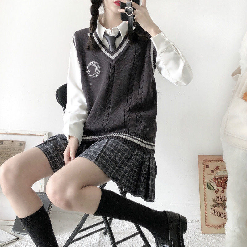 Kawaii Kuromi Cinnamoroll My Melody Sanrioes Wool Sweater V-Neck Waistcoat Vest Cute Women&