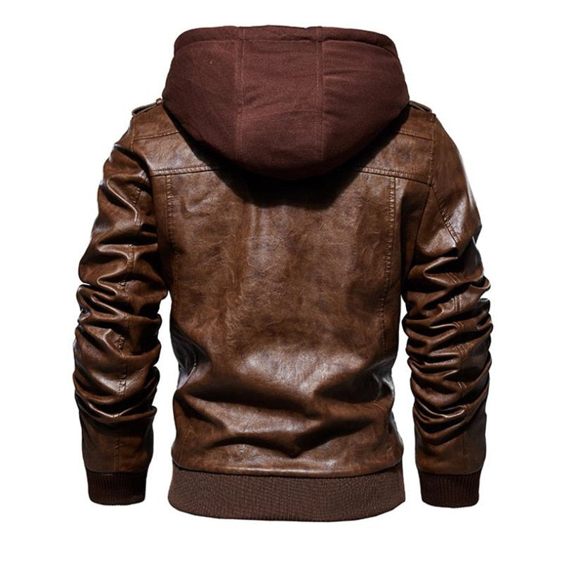 winter men&#39;s leather jacket motorcycle hooded jacket men&#39;s warm Casual PU leather coat Fleece men&#39;s Coats Brand clothing