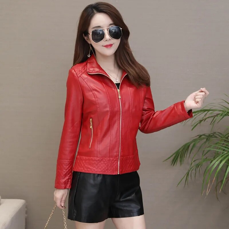 Imitation Leather Coat 2022 New 6XL Women&