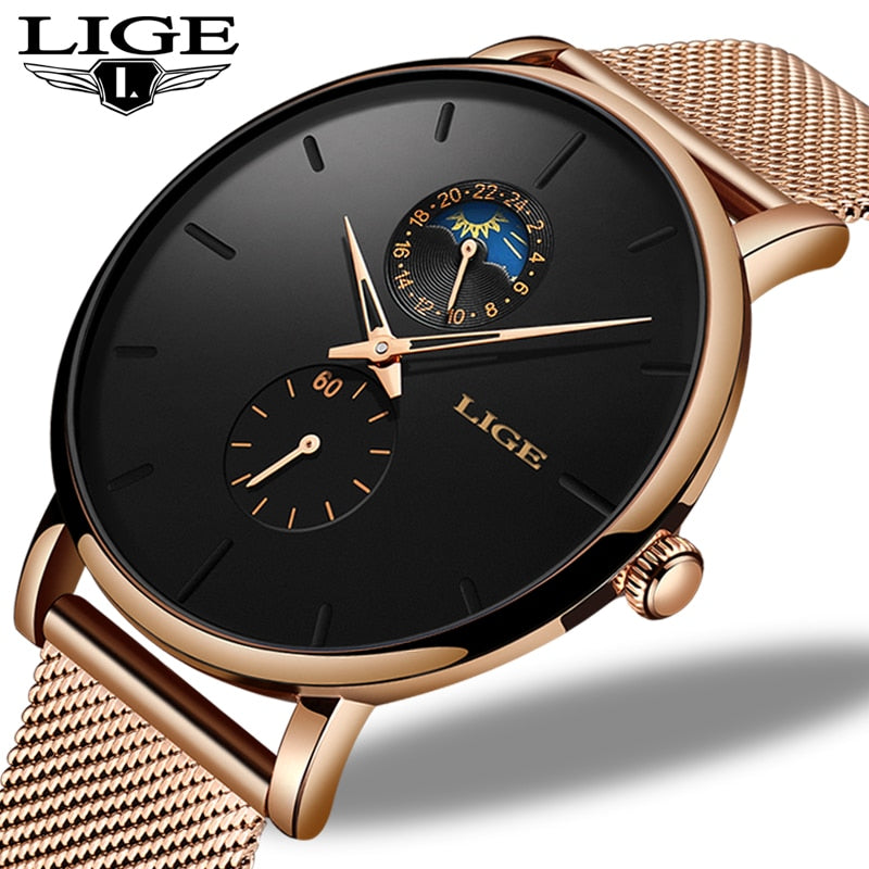 LIGE Top Brand Luxury Watch For Womens Fashion Ladies Casual Watches Steel Waterproof Quartz Wrist Watch Gift Clock Montre Femme