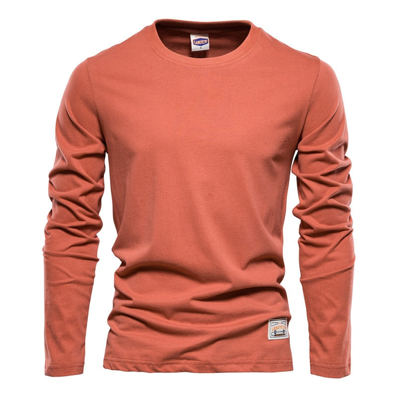 BOLUBAO Cotton Long Sleeve T shirt For Men Solid Spring Casual Mens T-shirts High Quality Male Tops Classic Clothes Male T-shirt