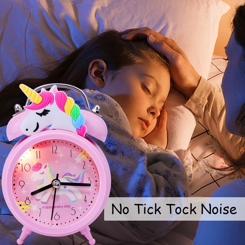 Pink Unicorn Kids Alarm Clock Double Bell Clock with Backlight Cute Desk Clock Home Decoration Будильник Kid Gifts reveil enfant