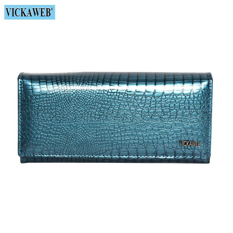 Free Gift Magnetic Hasp Wallet Women Genuine Leather Coin Purse Ladies Long Fashion Wallets Female Purses Card Hold Money Bag