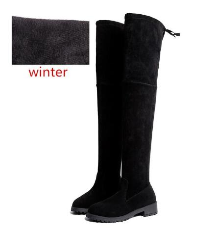 NAUSK Thigh High Boots Female Winter Boots Women Over The Knee Boots Flat Stretch Sexy Fashion Shoes 2018 Black Botas Mujer