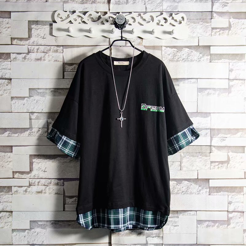 Summer Korean Hip Hop Tshirt Streetwear Tops Casual Oversized Zipper T-shirt Men&