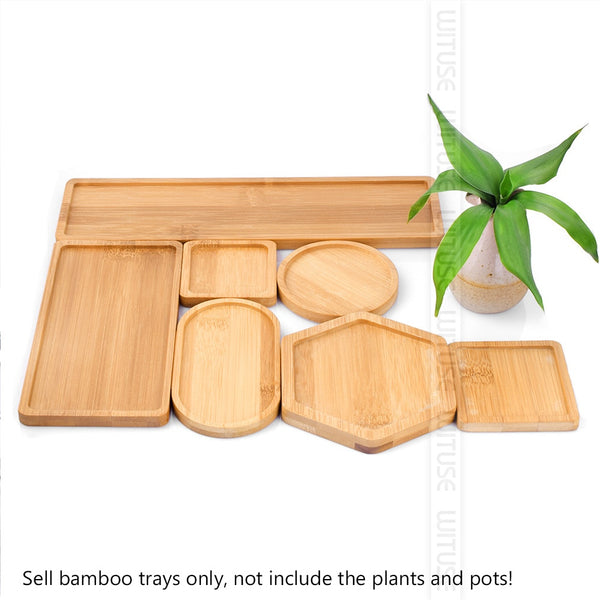 1PC 14 Design Flower Pot Holder Fleshy Bonsai Pad Bamboo Tray Wooden Flowerpot Tray Home Office Decor Planter Pots Mat Stand