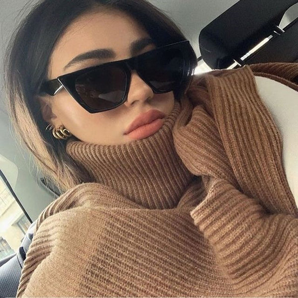 New Square Sunglasses Women Black Cat Eye Brand Designer Sun Glasses Female Travel Driver Gradient Fashion Oculos De Sol