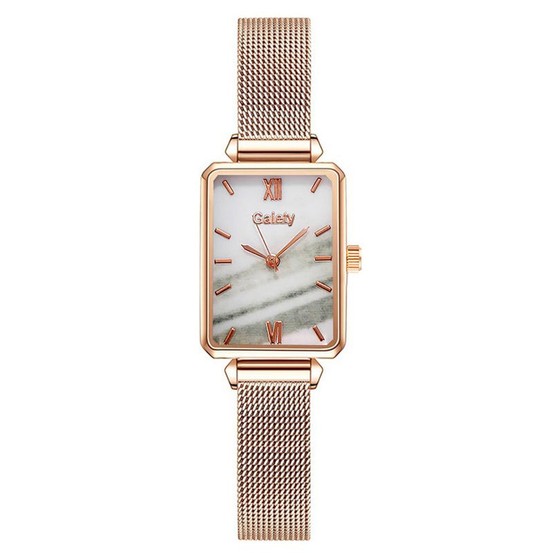 Gaiety Brand Women Watches Fashion Square Ladies Quartz Watch Bracelet Set Green Dial Simple Rose Gold Mesh Luxury Women Watches