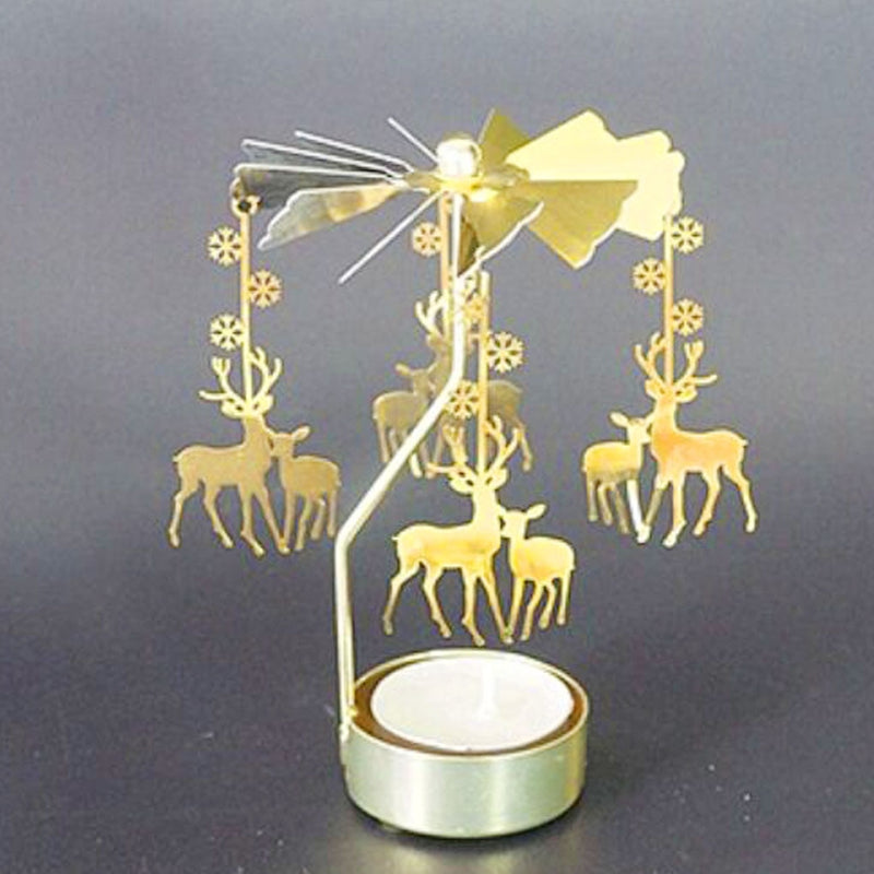 Rotating Spinning Candle Holder Wedding Party Christmas Home Decoration Metal Tealight Candlestick