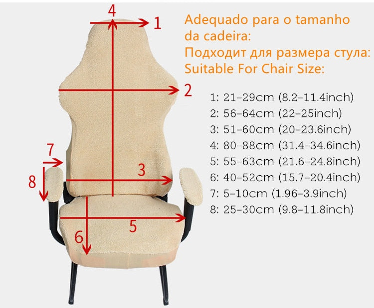 4pcs/set Elastic Chair Armrest Pads+Chair Cover Warm Lambswool Computer Chair Covers For Office Slipcover For Gaming Armchair