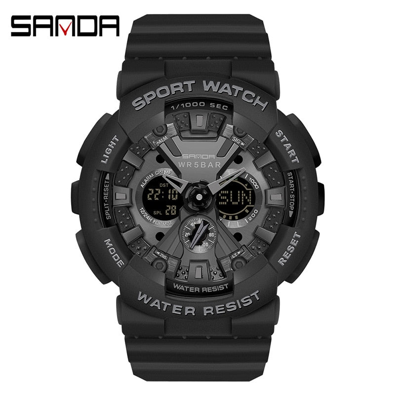 SANDA Women Men Watch Sports Dual Display 50M Waterproof Wrist Watch For Male Female Clock relogio feminino High Quality 2022