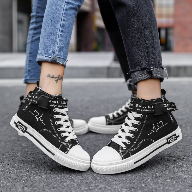 TYDZSMT Sneakers for Women Vulcanized Shoes Lace-up Casual Canvas Shoes Size 35-44 Breathable High Top Men Shoes Tenis Feminino