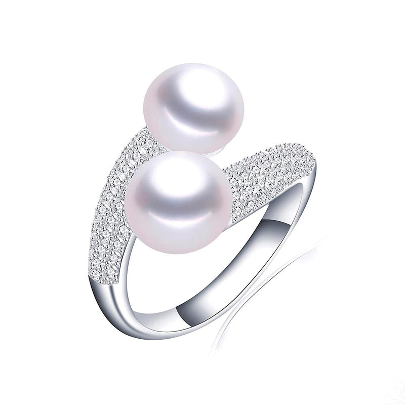 2022 New Double Pearl Adjustable Natural Freshwater Pearl Original 925 Sterling Silver Zircon Women&