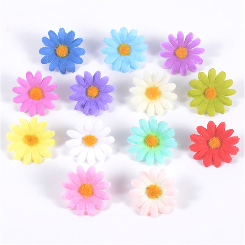 50pcs Artificial Sunflower Flowers Faux Daisy Flower Head Wedding Decorations DIY Floral Design Craft Supplies Home Party Decor