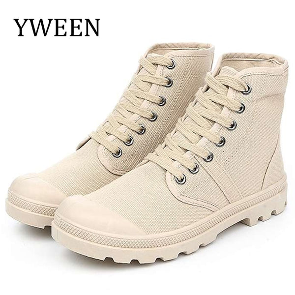 YWEEN Lace Up Men&#39;s Casual Shoes Spring Autumn High Top Men&#39;s Army Shoes Men Casual Canvas Shoes Male High Quality Shoes