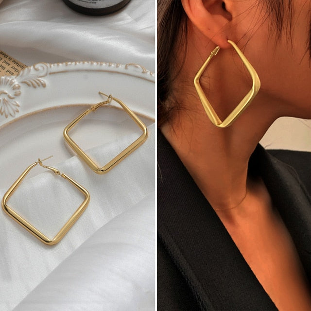 Geometric Metal Earrings for Women Jewelry Gift Irregular Circle Square Earrings Femme Cold Fashion Korean Women&