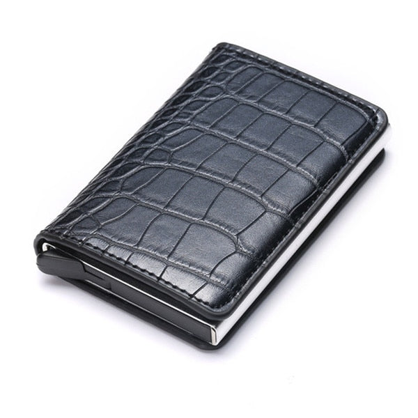 Custom Name Business Bank Credit Card Holder Men Wallet Coin Leather Wallet RFID Aluminium Box CardHolder with Money Clips Purse