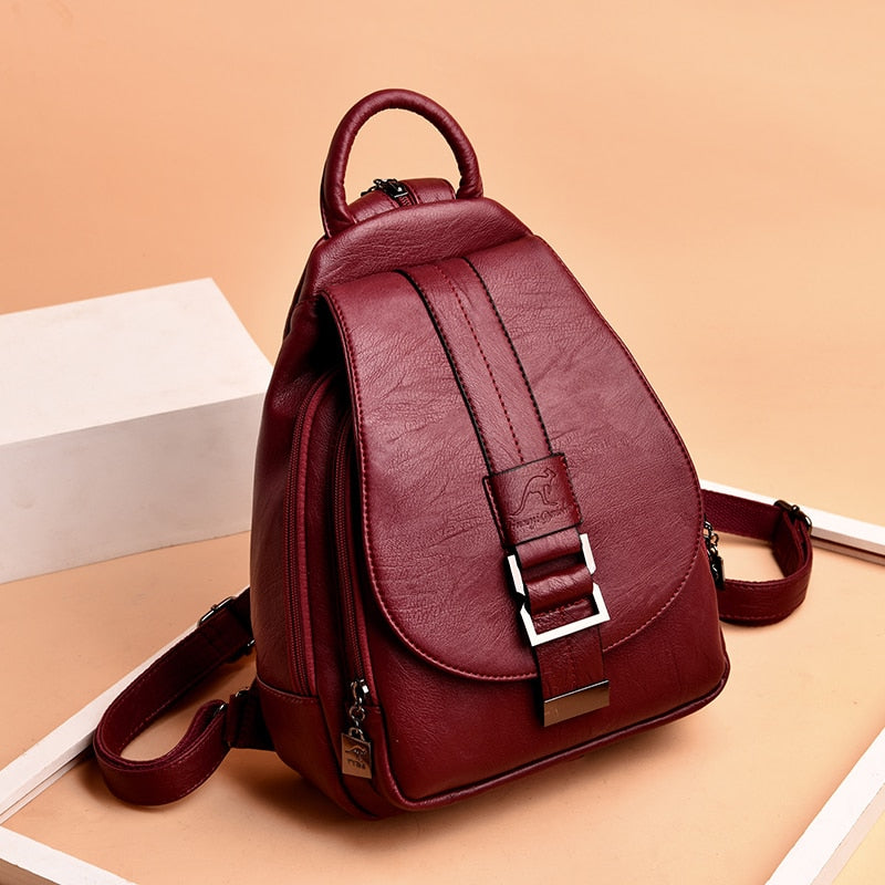 2021 Designer Backpacks Women Leather Backpacks Female School Bag  for Teenager Girls Travel Back Bag Retro Bagpack Sac a Dos