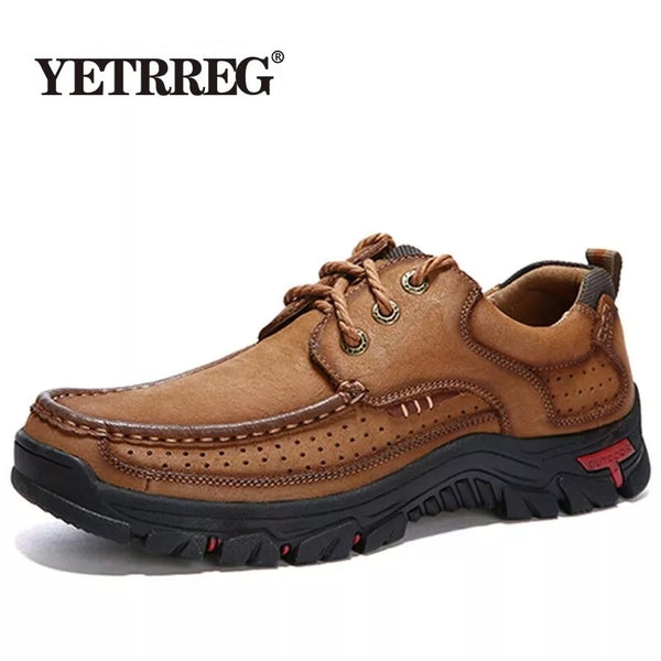 2019  New High Quality Men&#39;s shoes 100% Genuine Leather Casual Shoes Waterproof  Work Shoes Cow Leather Loafers Plus Size 38-48