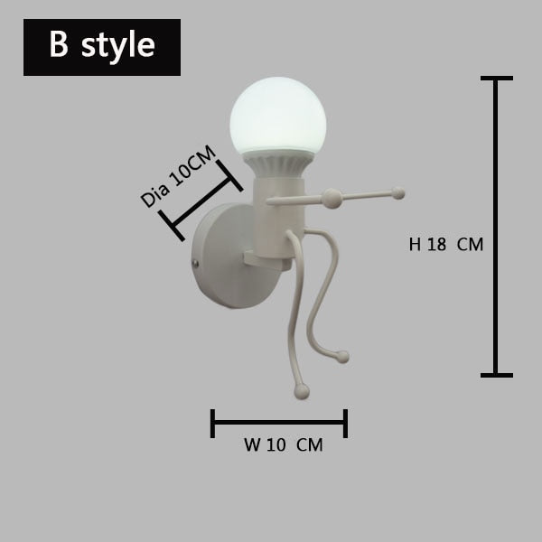 simplicity matchstick man Cartoon wall light Children's room kitchen dining room bed room foyer study balcony aisle Wall Lamp