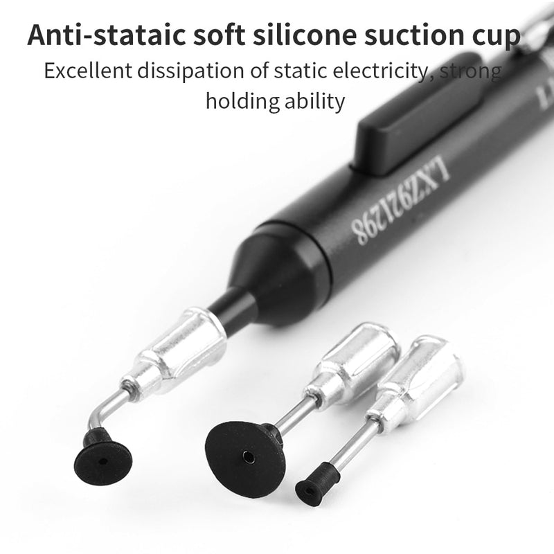 LUXIANZI Vacuum Suction Pen Kit with 3 Sucker IC SMD Tweezers Pick Up Tool Remover Sucker Pump Solder Desoldering Sucking Pens