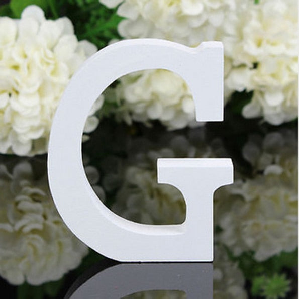 White Wooden Letter English Alphabet DIY Personalised Name Design Art Craft Free Standing Heart Wedding Home Decor