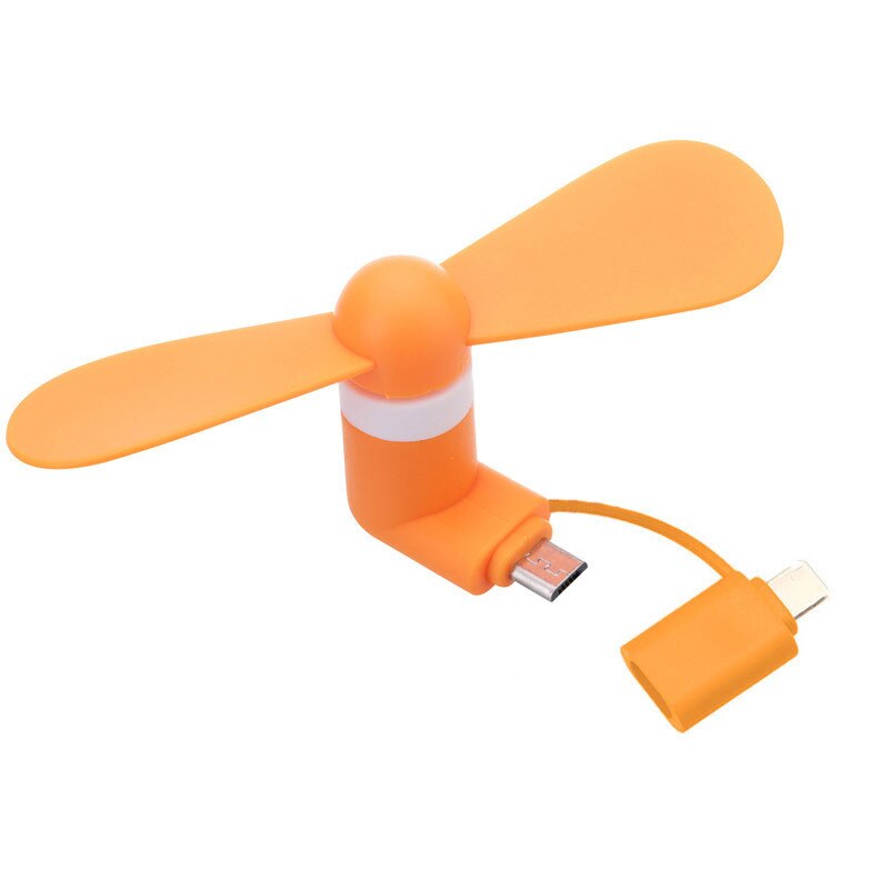Portable Android IOS Interface 2-in-1 Mobile Phone Fan Micro USB Detachable Fan Adapter For Iphone And Android Phones USB Gadget