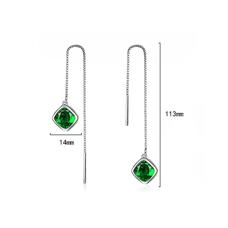 Elegant Geometry Emerald Ear drops Ruby Silver 925 Jewelry Simple Gemstones Earrings for Women Accessory Wholesale