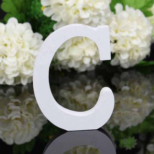 White Wooden Letter English Alphabet DIY Personalised Name Design Art Craft Free Standing Heart Wedding Home Decor