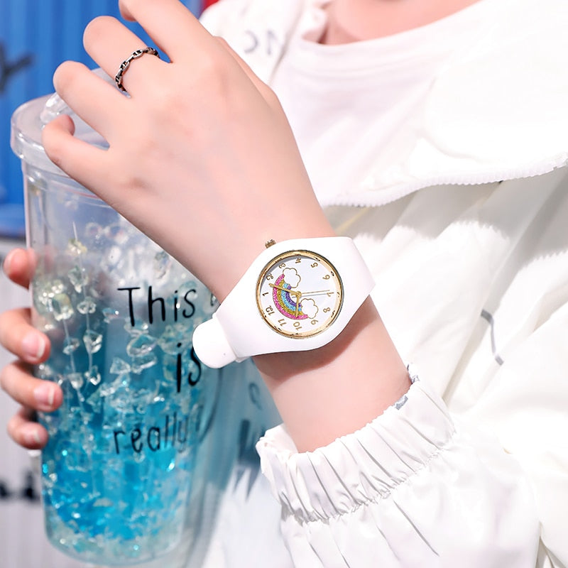 Full Silicone Case Ladies Clock Skin Friendly Strap School Girl Acessories Fashion Women Dress