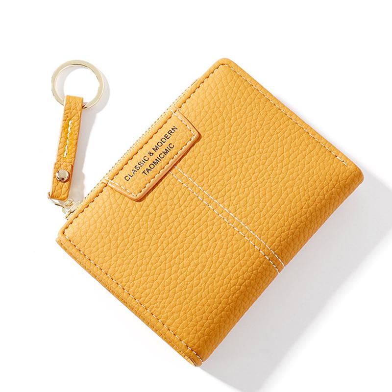 Brand Yellow Women Wallet Soft PU Leather Female Purse Mini Hasp Card Holder Coin Short Wallets Slim Small Purse Zipper Keychain