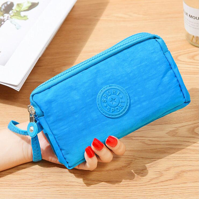 Geestock Women Wallets 3 Layer Wallet for Women Purse Clutch Phone Coin Pouch Canvas Cards ID Keys Money Bags Makeup Pocket