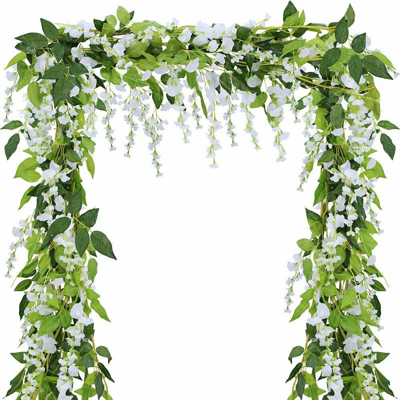 2x 7FT Artificial Wisteria Vine Garland Plants Foliage Trailing Flower flowers Outdoor home office hotel decor