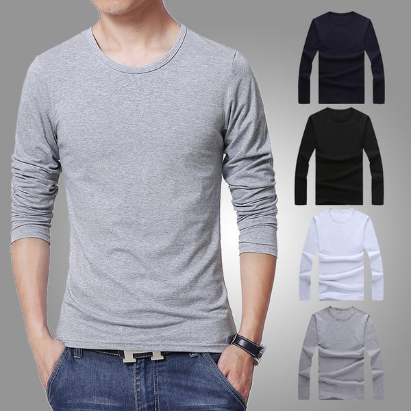 2022 MRMT Brand New Men's T-Shirts Long Sleeve Slim Men T-Shirt Young Man Pure Color Tops Tees Shirt O-Neck For Male Boys Tshirt