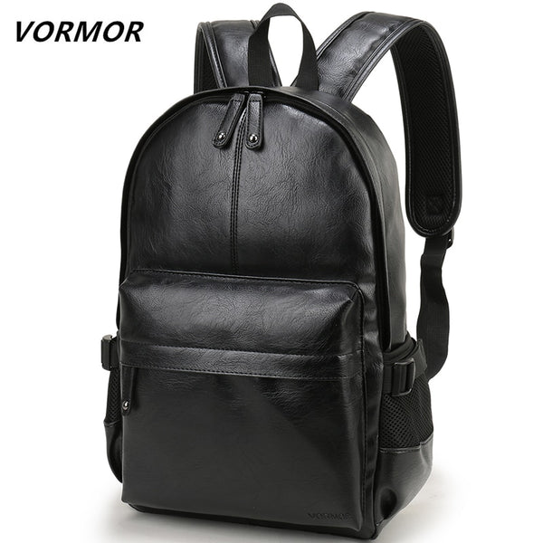 VORMOR Brand Men Backpack Leather School Backpack Bag Fashion Waterproof Travel Bag Casual Leather Book Bag Male