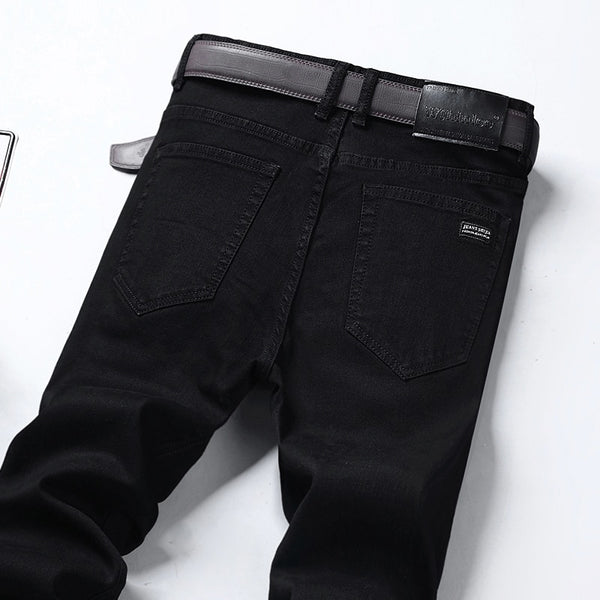 Black Branded Men&#39;S Stretch Jeans 2023 Spring Summer New Business Casual Loose Straight Denim Trousers Male Autumn Slim Pants