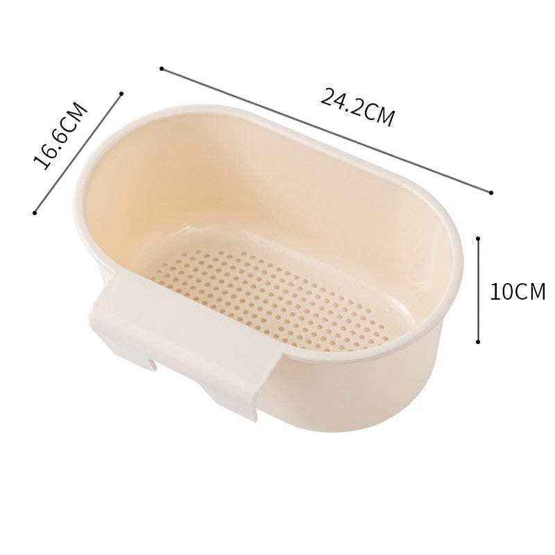 Kitchen Triangular Sink Strainer Drain Fruit Vegetable Drainer Sponge Rack Storage Tool Basket Suction Cup Sink Filter Rack Tool