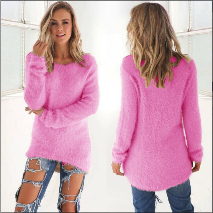 Super Soft And Comfortable Self-Cultivation Solid Color O Neck Pullover Women&