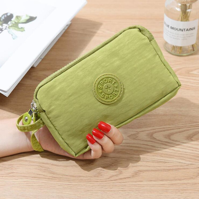 Geestock Women Wallets 3 Layer Wallet for Women Purse Clutch Phone Coin Pouch Canvas Cards ID Keys Money Bags Makeup Pocket