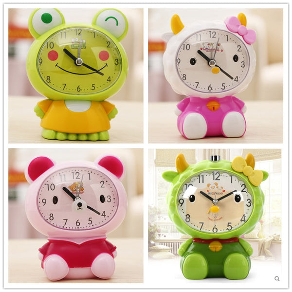 Children Alarm Clock Cartoon Bear Frog Cat Silent Clocks Watch Time Stand Cat Clocks Home Decoration Mute Electronic Desk Clock
