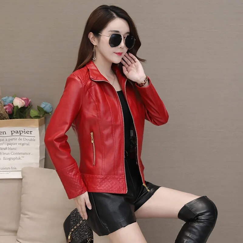 Imitation Leather Coat 2022 New 6XL Women&