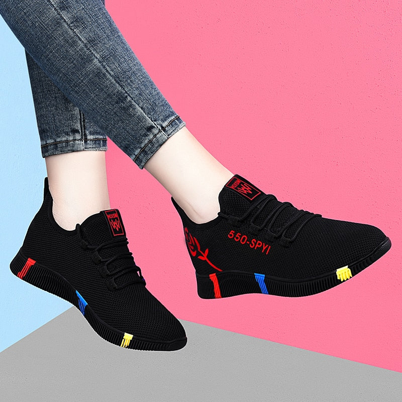 2020 Fashion Women Casual Shoes Breathable Air Mesh Walking Shoes Light Soft Sneakers Women Trainers Outdoor Vulcanized Shoes