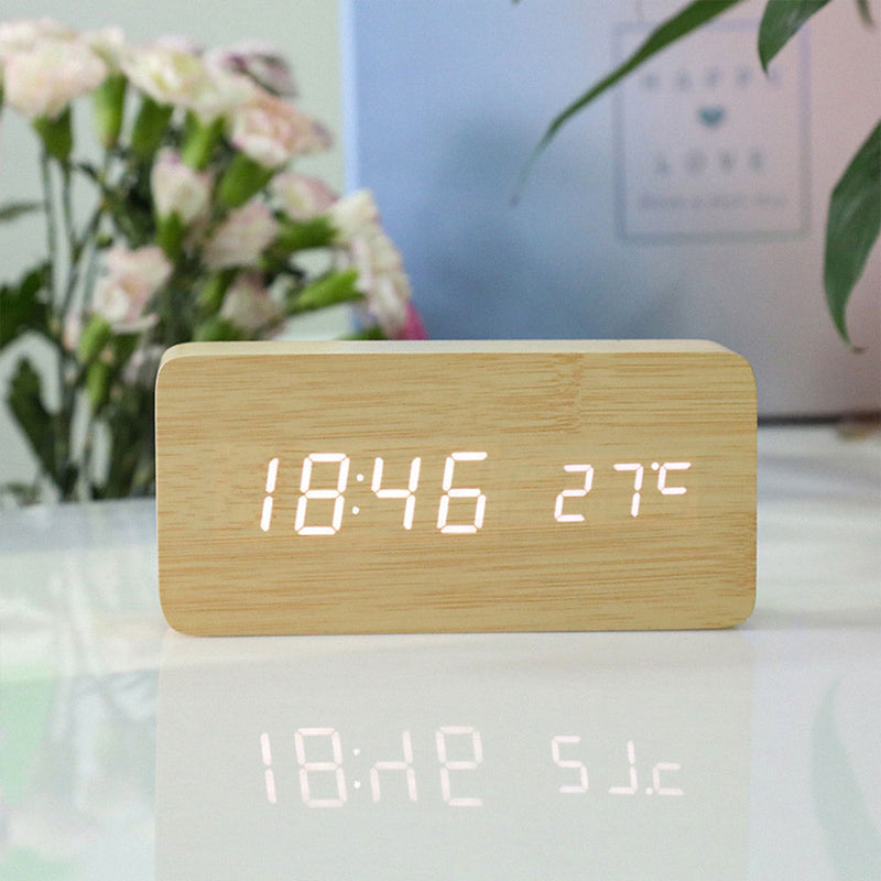 Wooden Wall Clock Electronic Watch Desk Digital Despertador Alarm Moment Bedroom Decoration Table  And Accessory Smart Hour